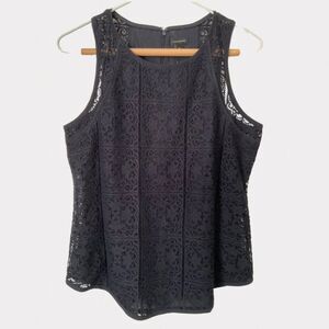 Ann Taylor Floral Lace Shell Navy Size S NWT Coquette, Feminine